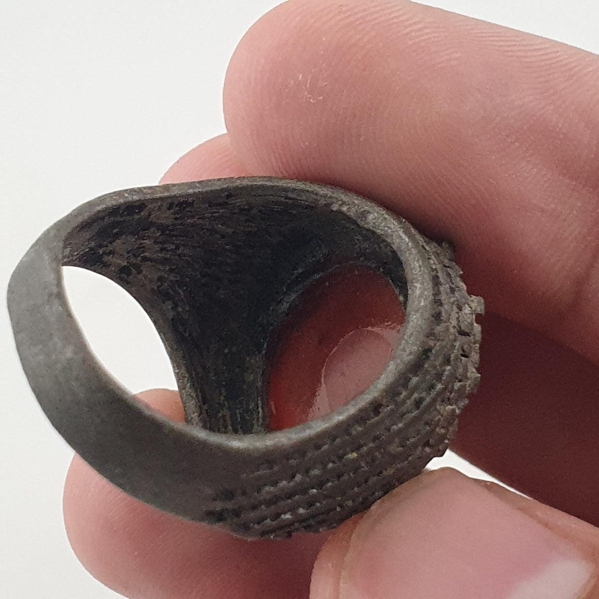 Ancient Tribal Brass Ring with Agate Rustic Heritage Design