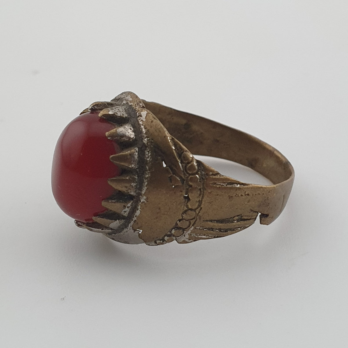 Antique Style Brass Ring with Cubic Zirconia Traditional Artisan Jewellery