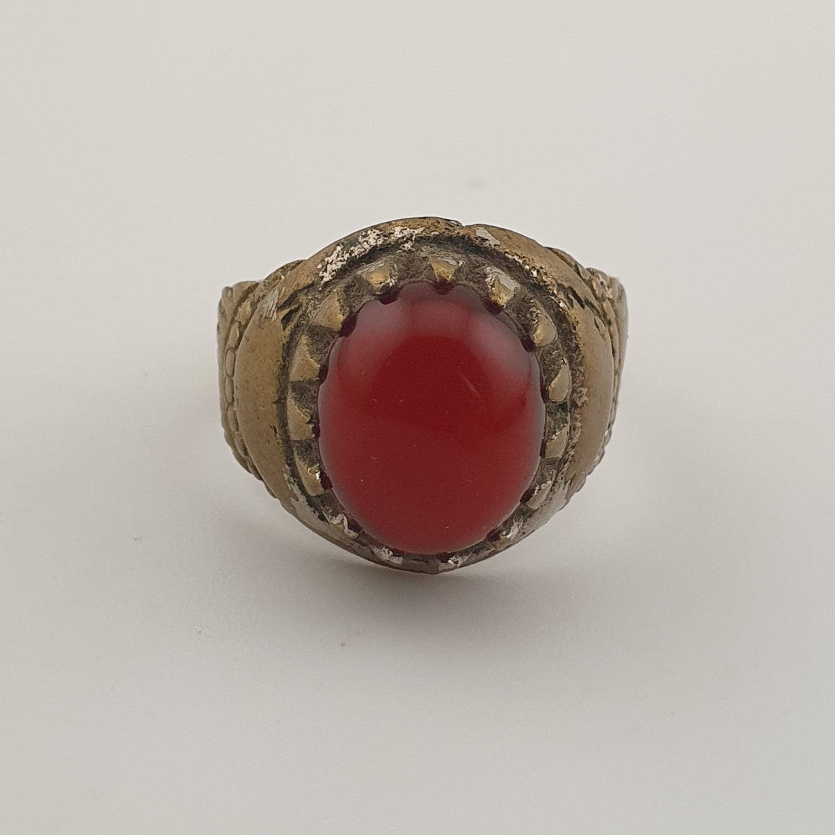 Antique Style Brass Ring with Cubic Zirconia Traditional Artisan Jewellery