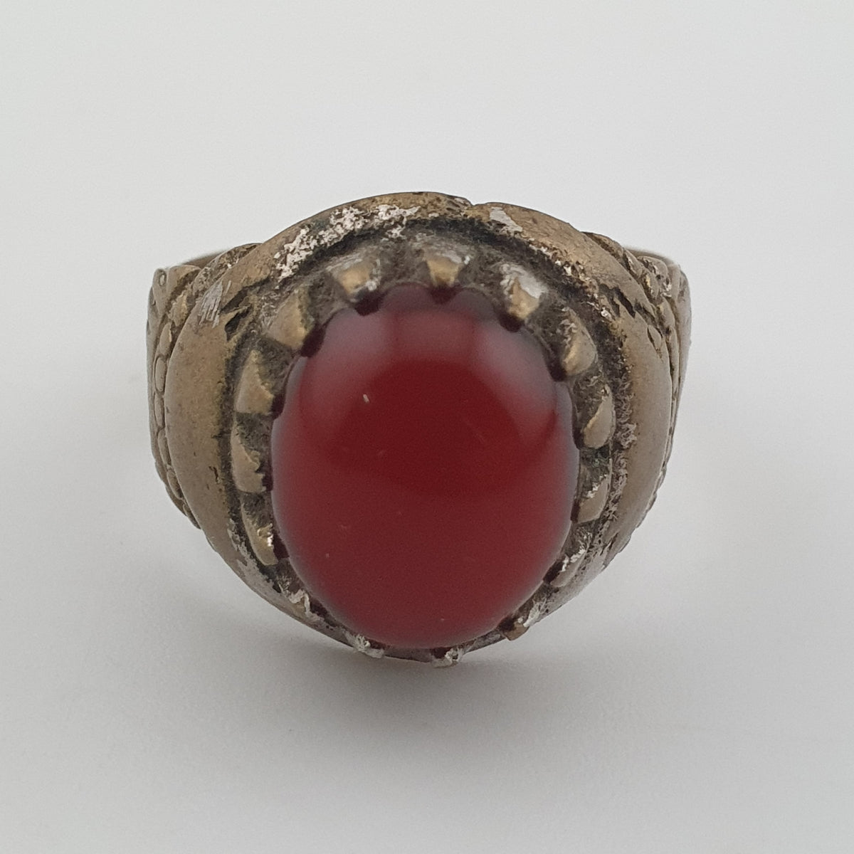 Antique Style Brass Ring with Cubic Zirconia Traditional Artisan Jewellery