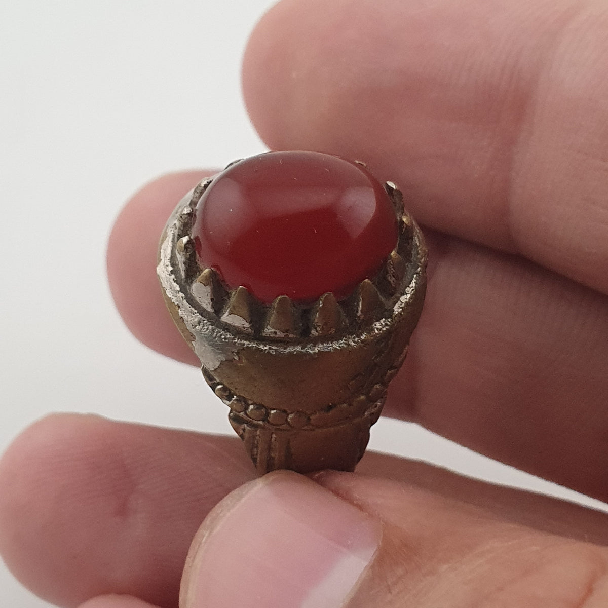 Antique Style Brass Ring with Cubic Zirconia Traditional Artisan Jewellery