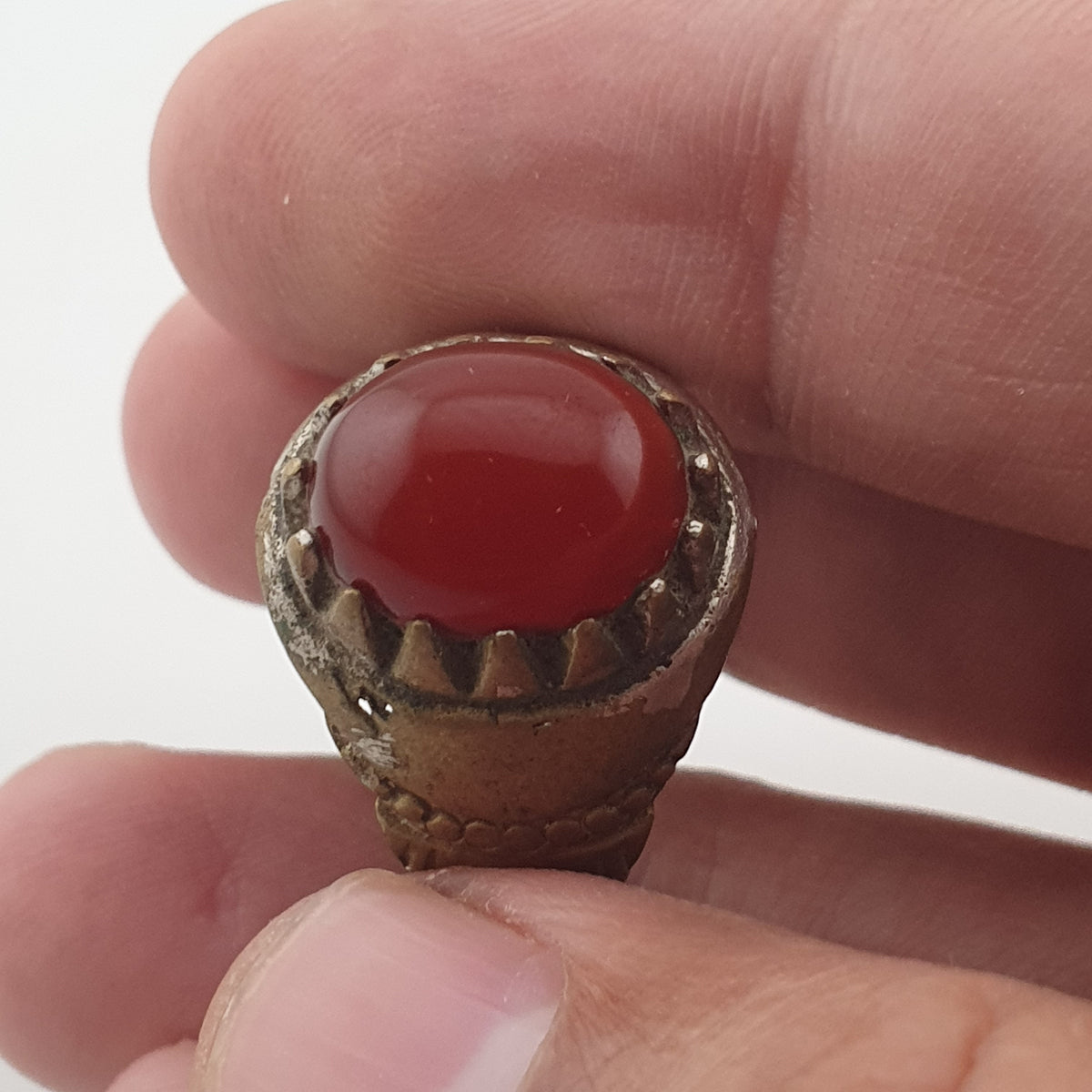 Antique Style Brass Ring with Cubic Zirconia Traditional Artisan Jewellery