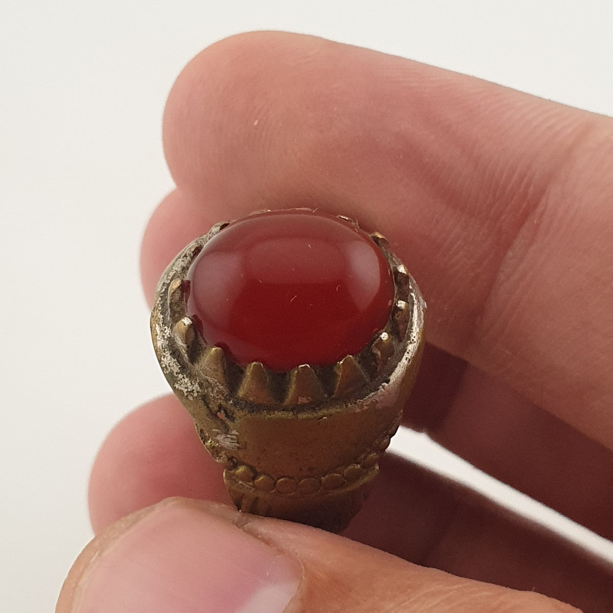 Antique Style Brass Ring with Cubic Zirconia Traditional Artisan Jewellery