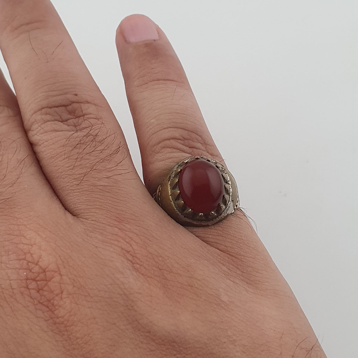 Antique Style Brass Ring with Cubic Zirconia Traditional Artisan Jewellery