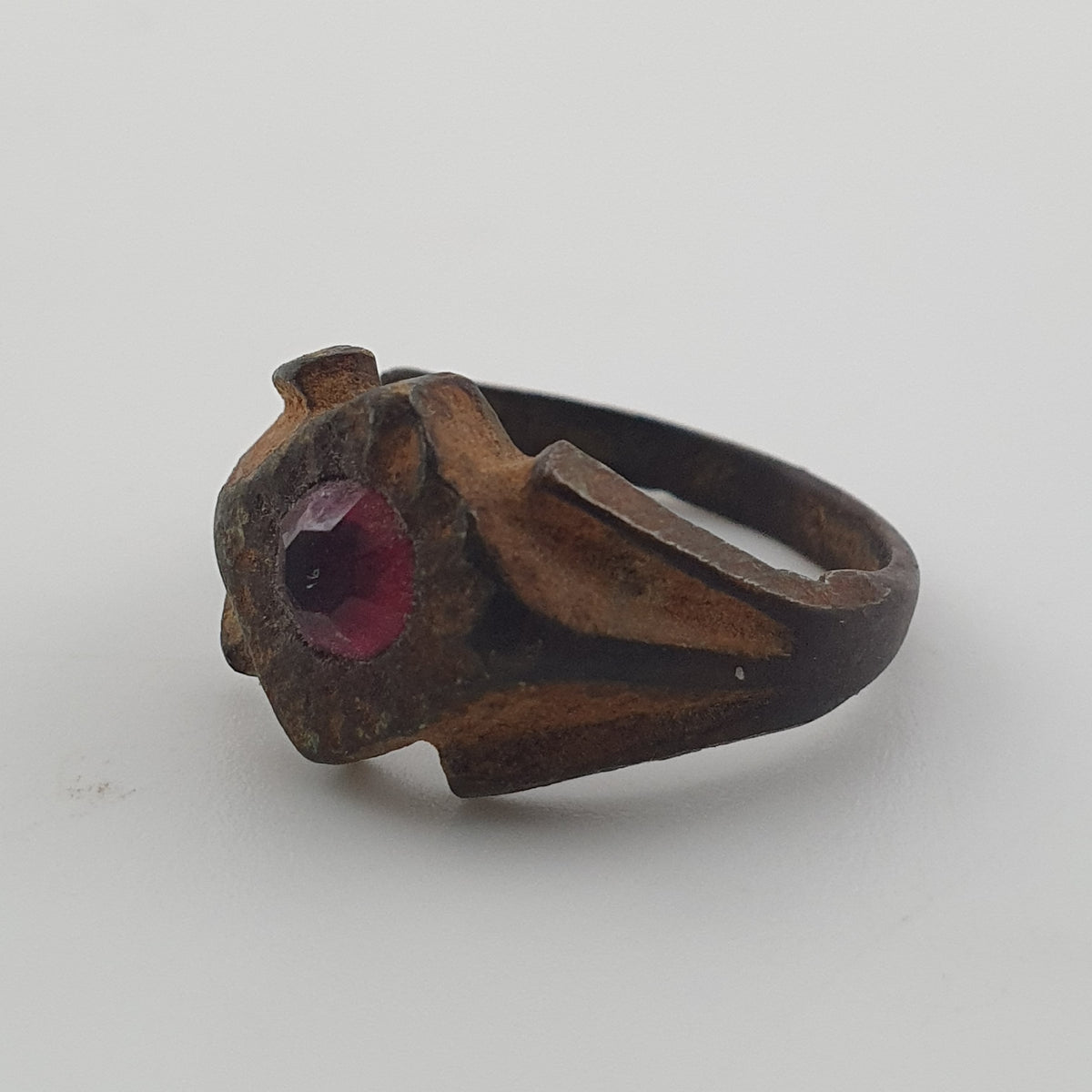Antique Style Brass Ring with Cubic Zirconia Stone  Rustic Artisan Jewellery