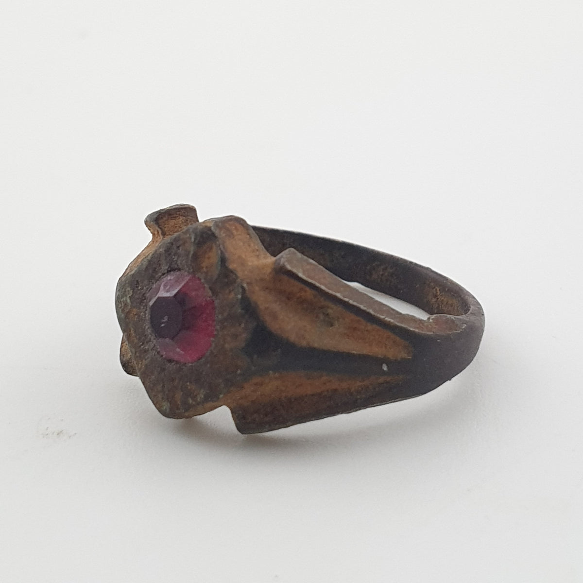 Antique Style Brass Ring with Cubic Zirconia Stone  Rustic Artisan Jewellery
