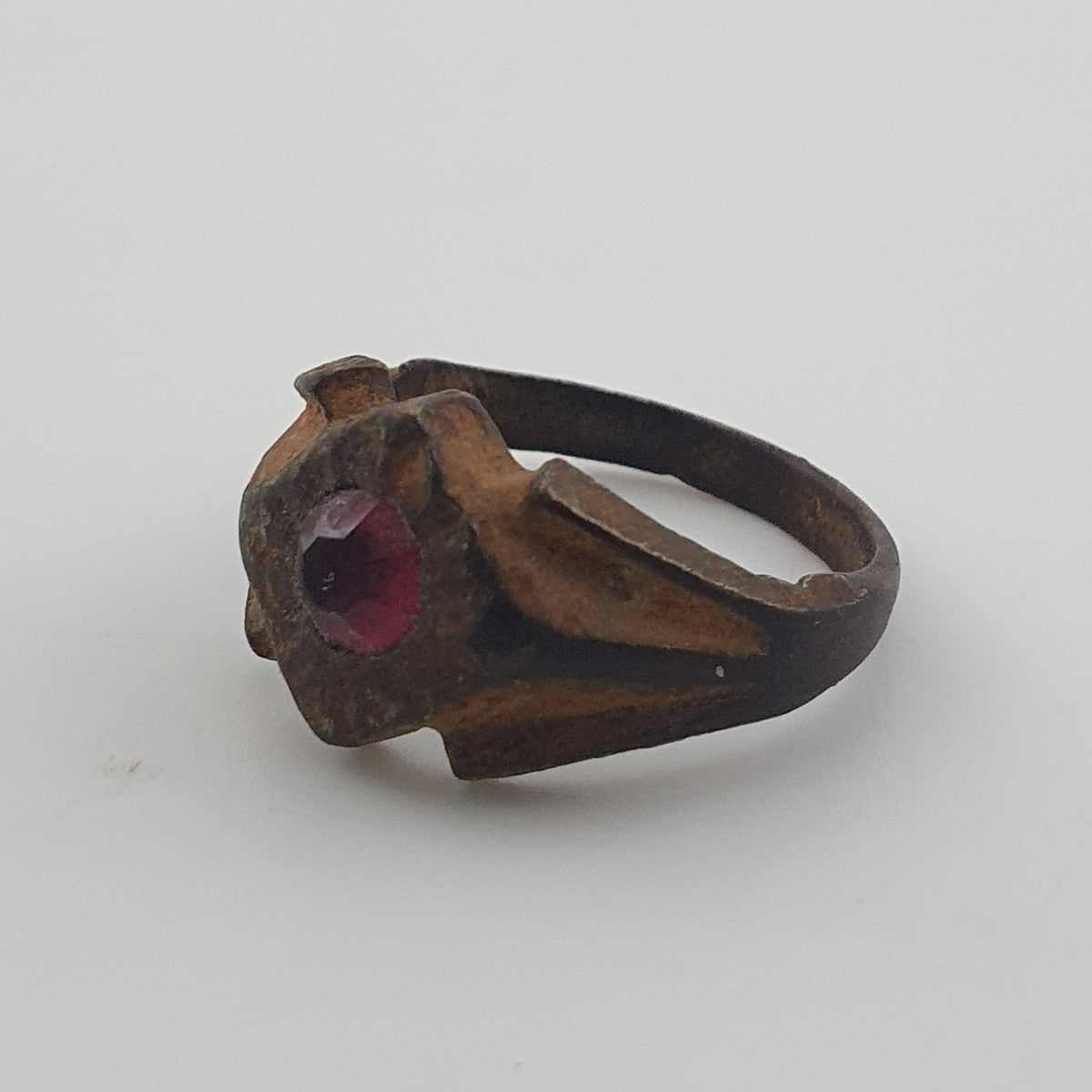 Antique Style Brass Ring with Cubic Zirconia Stone  Rustic Artisan Jewellery