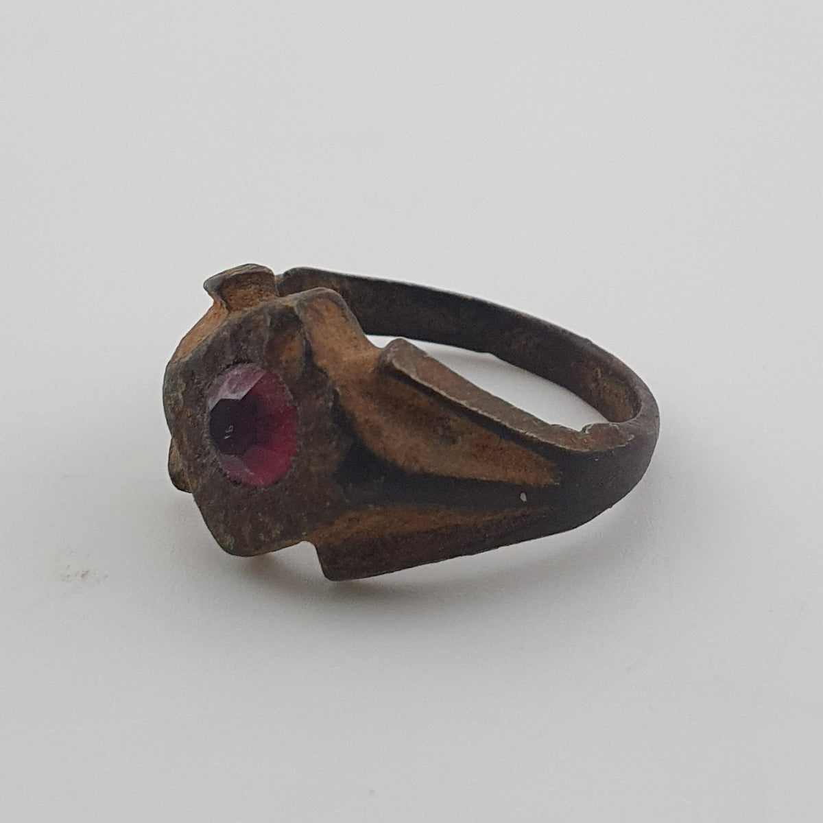 Antique Style Brass Ring with Cubic Zirconia Stone  Rustic Artisan Jewellery