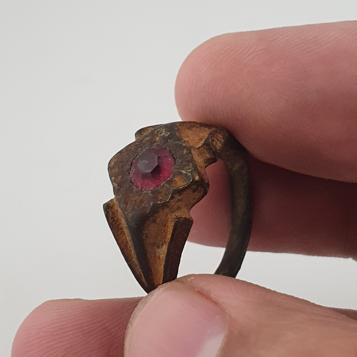 Antique Style Brass Ring with Cubic Zirconia Stone  Rustic Artisan Jewellery