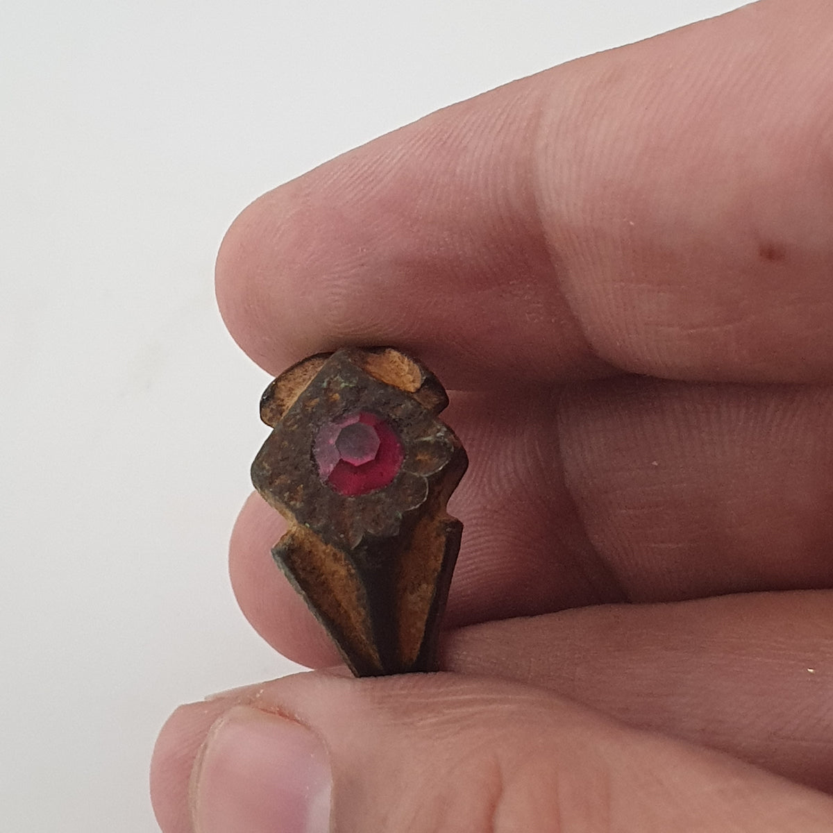 Antique Style Brass Ring with Cubic Zirconia Stone  Rustic Artisan Jewellery