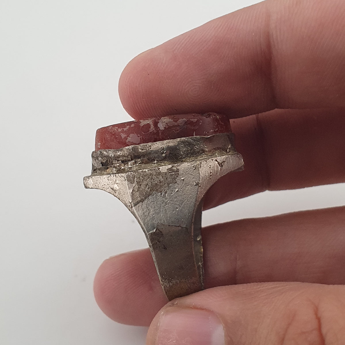 Ancient Handmade Brass Ring with Agate Gemstone
