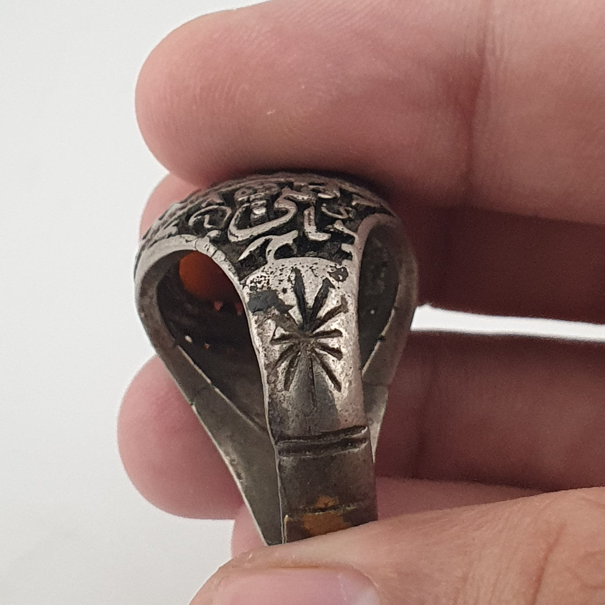 Ancient Brass Ring with Agate Traditional Boho Statement Ring