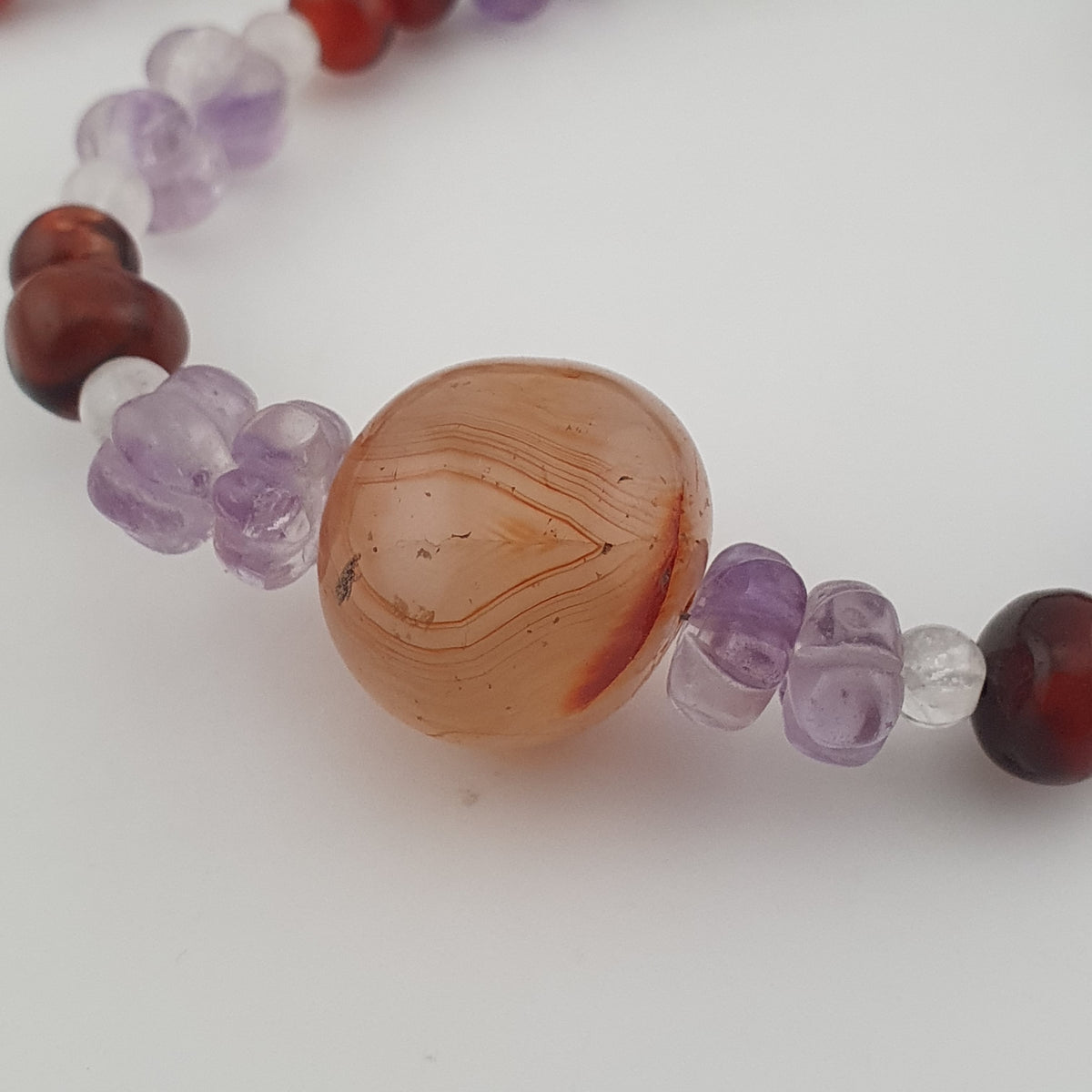 Vintage Mix Amethyst ,Carnelian & Pumtek Pyu Beads Necklace