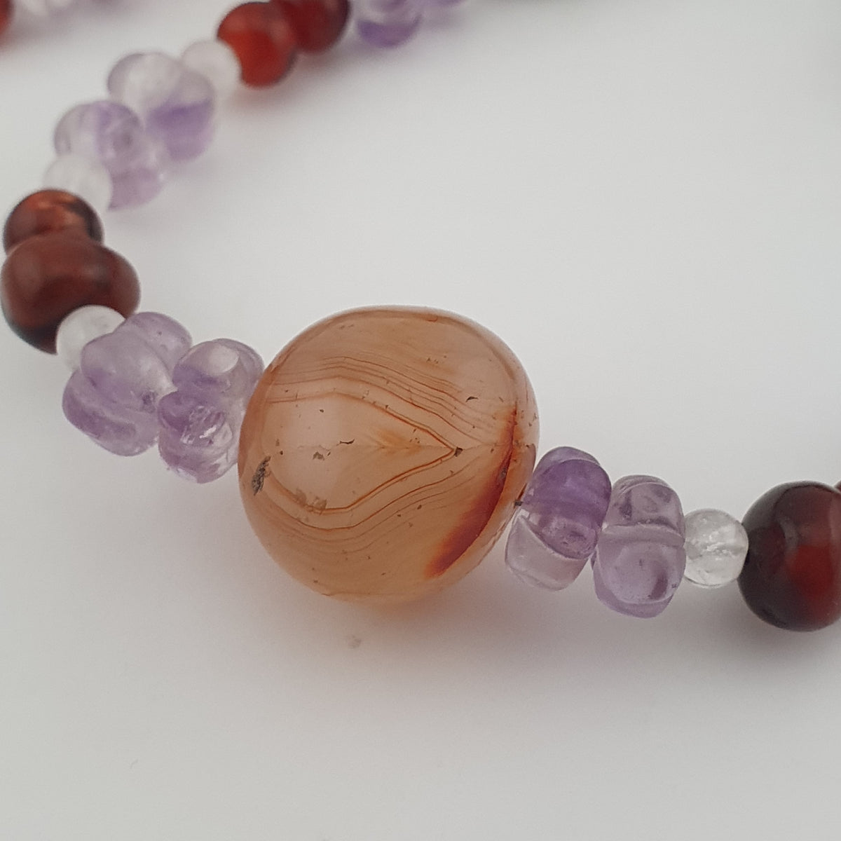 Vintage Mix Amethyst ,Carnelian & Pumtek Pyu Beads Necklace