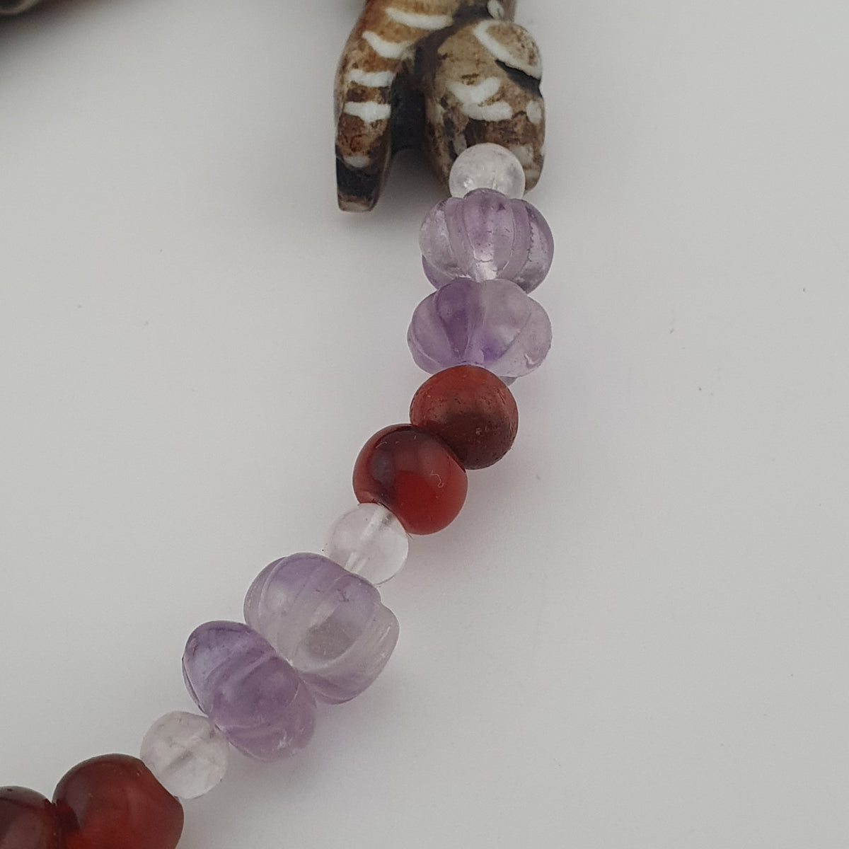 Vintage Mix Amethyst ,Carnelian & Pumtek Pyu Beads Necklace