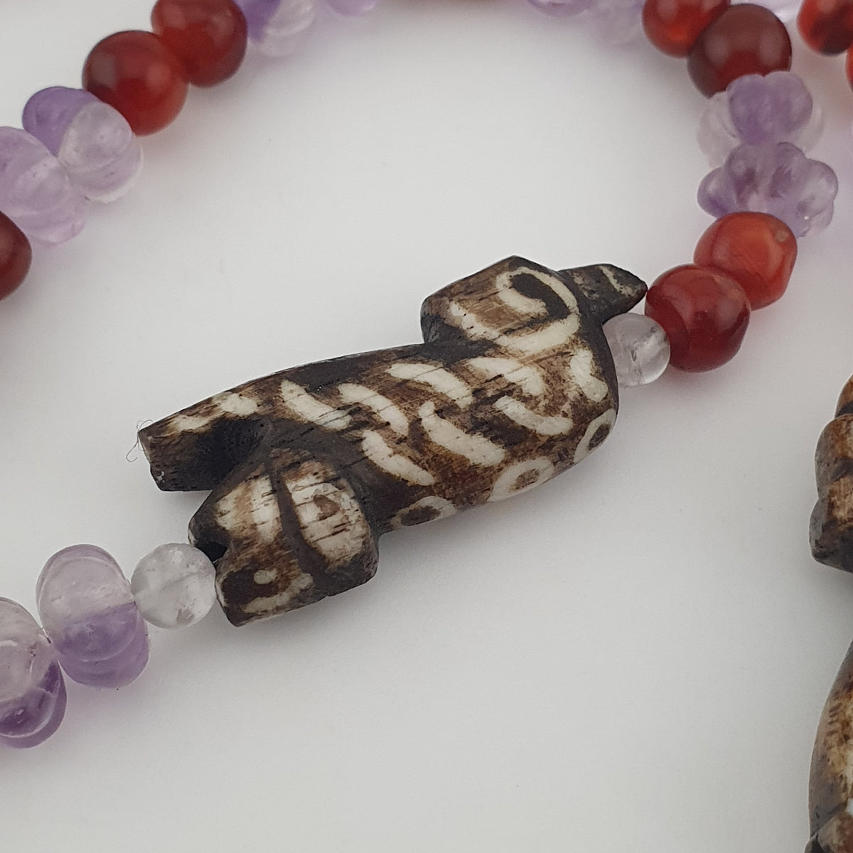 Vintage Mix Amethyst ,Carnelian & Pumtek Pyu Beads Necklace