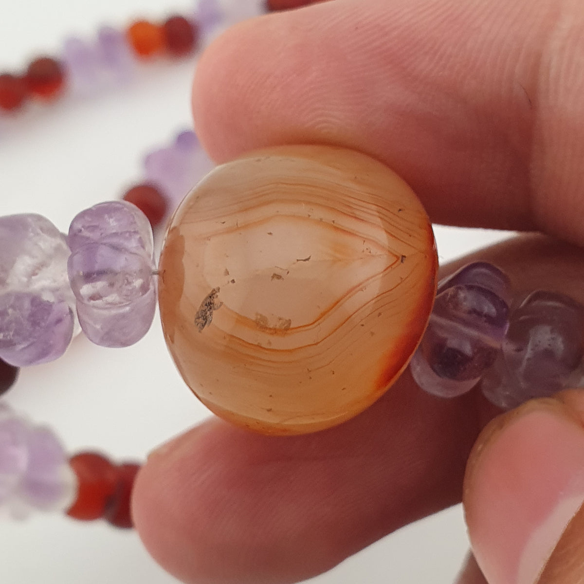Vintage Mix Amethyst ,Carnelian & Pumtek Pyu Beads Necklace