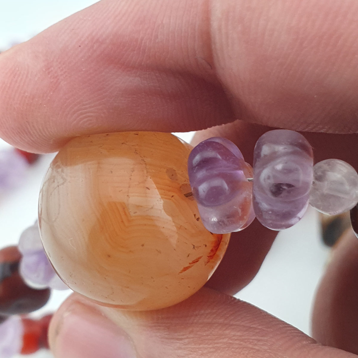 Vintage Mix Amethyst ,Carnelian & Pumtek Pyu Beads Necklace