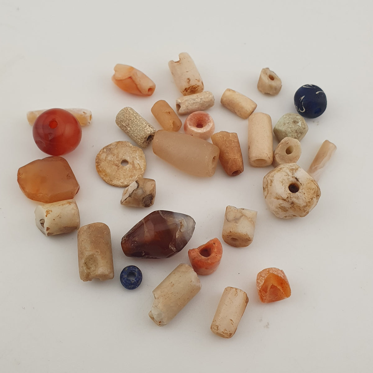 Antique Mix Natural Agate Beads Lot – Vintage Gemstone Collectible Beads