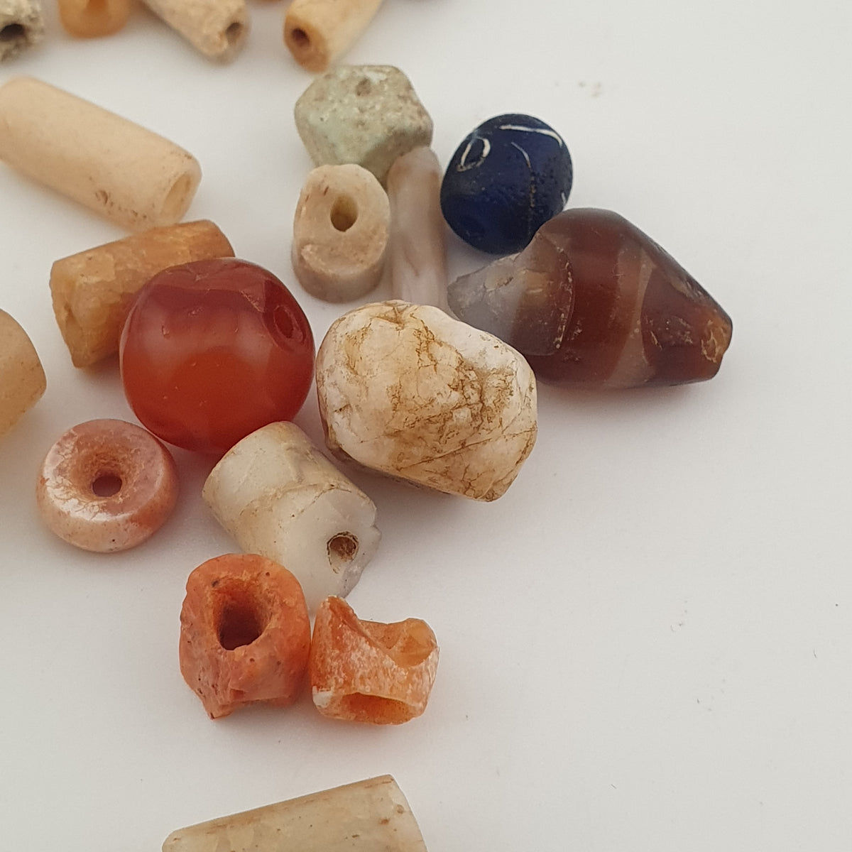 Antique Mix Natural Agate Beads Lot – Vintage Gemstone Collectible Beads