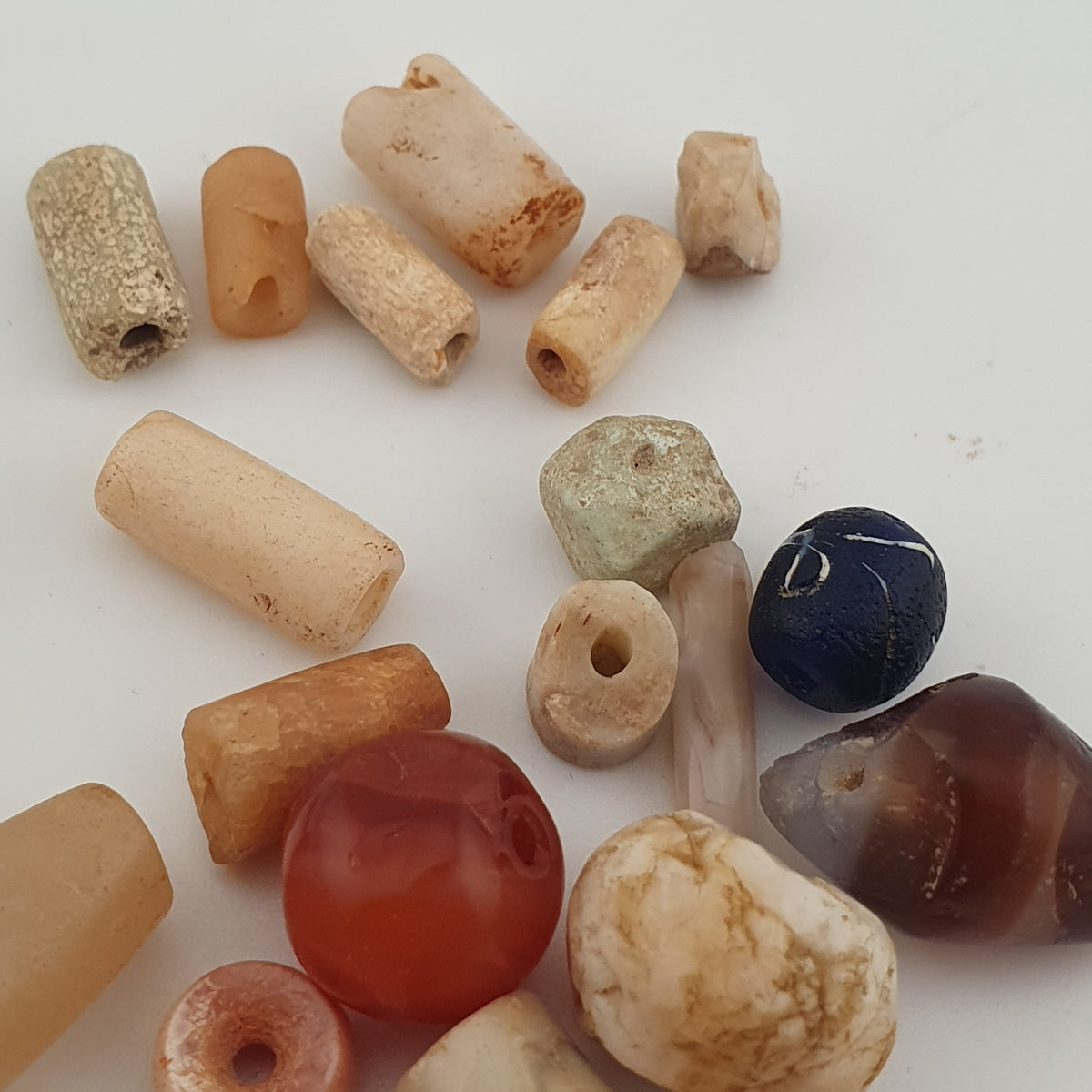 Antique Mix Natural Agate Beads Lot – Vintage Gemstone Collectible Beads
