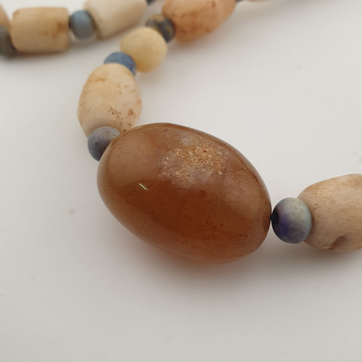 Antique Yemeni White Agate Carnelian Pendant Necklace Vintage Ethnic Jewelry