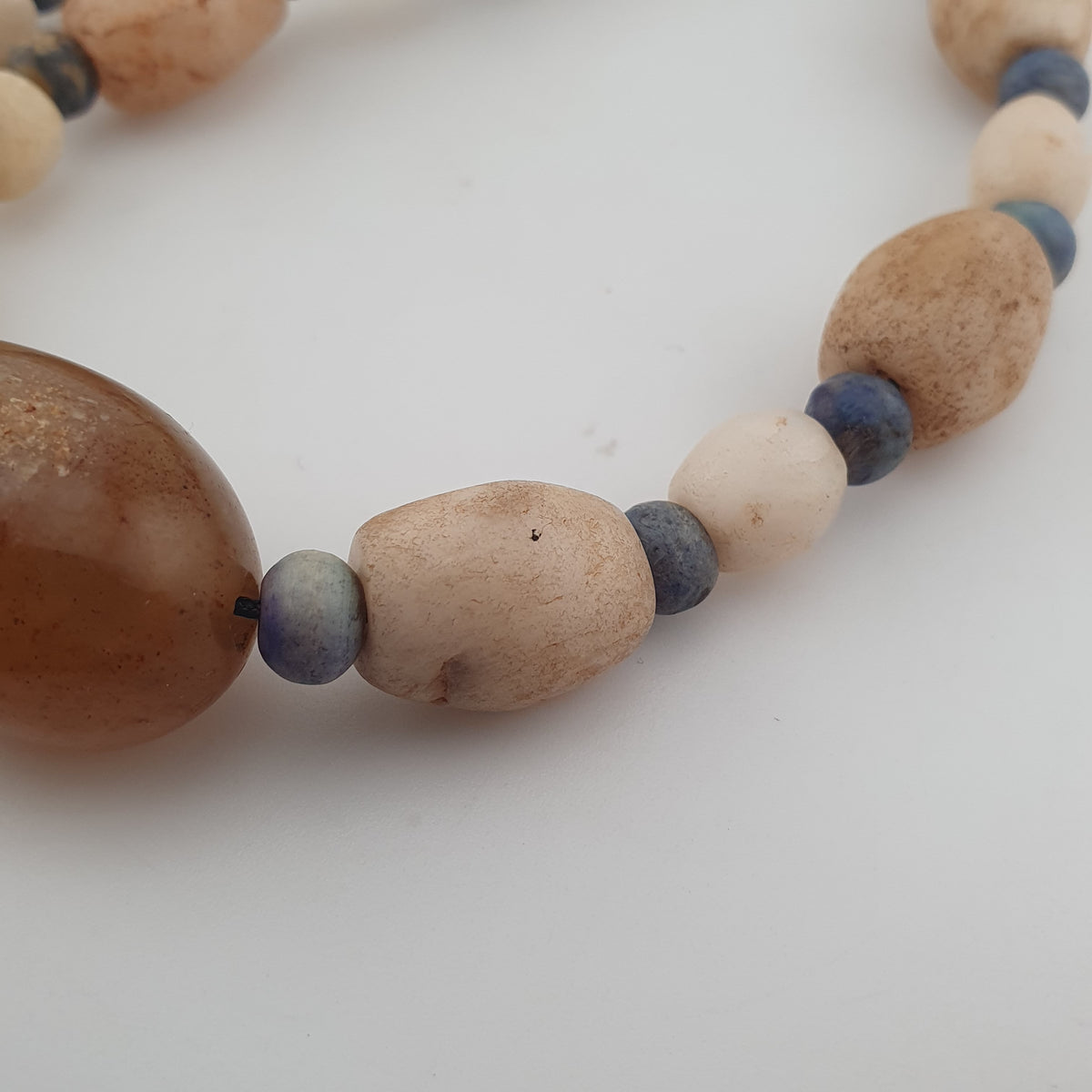 Antique Yemeni White Agate Carnelian Pendant Necklace Vintage Ethnic Jewelry