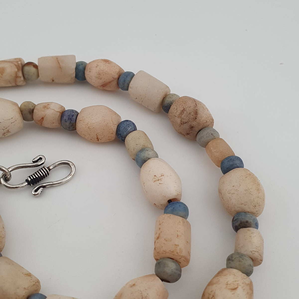Antique Yemeni White Agate Carnelian Pendant Necklace Vintage Ethnic Jewelry