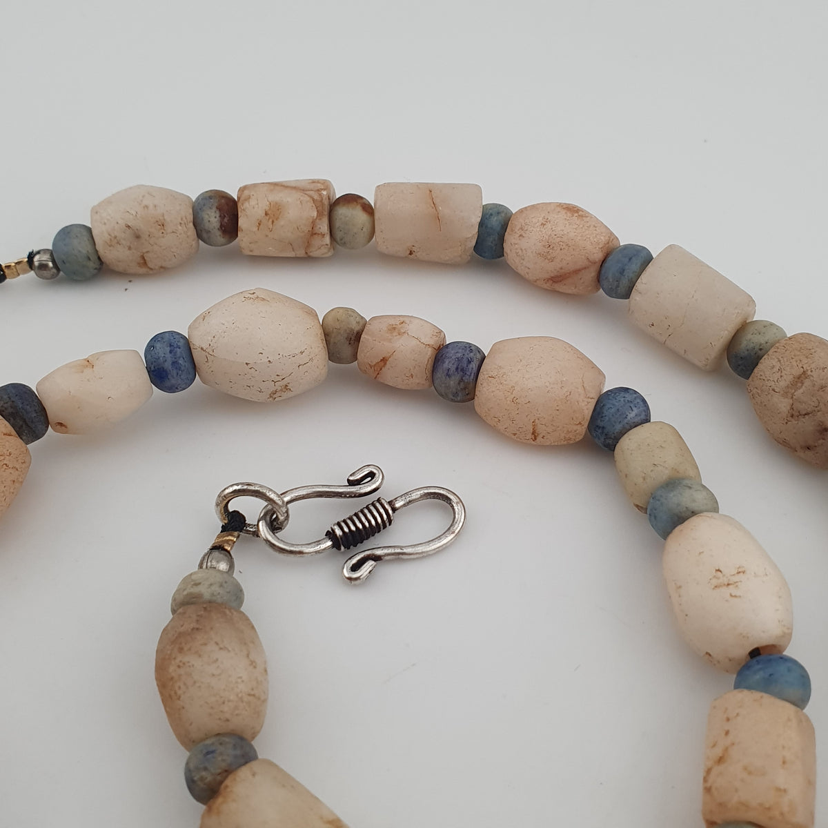 Antique Yemeni White Agate Carnelian Pendant Necklace Vintage Ethnic Jewelry