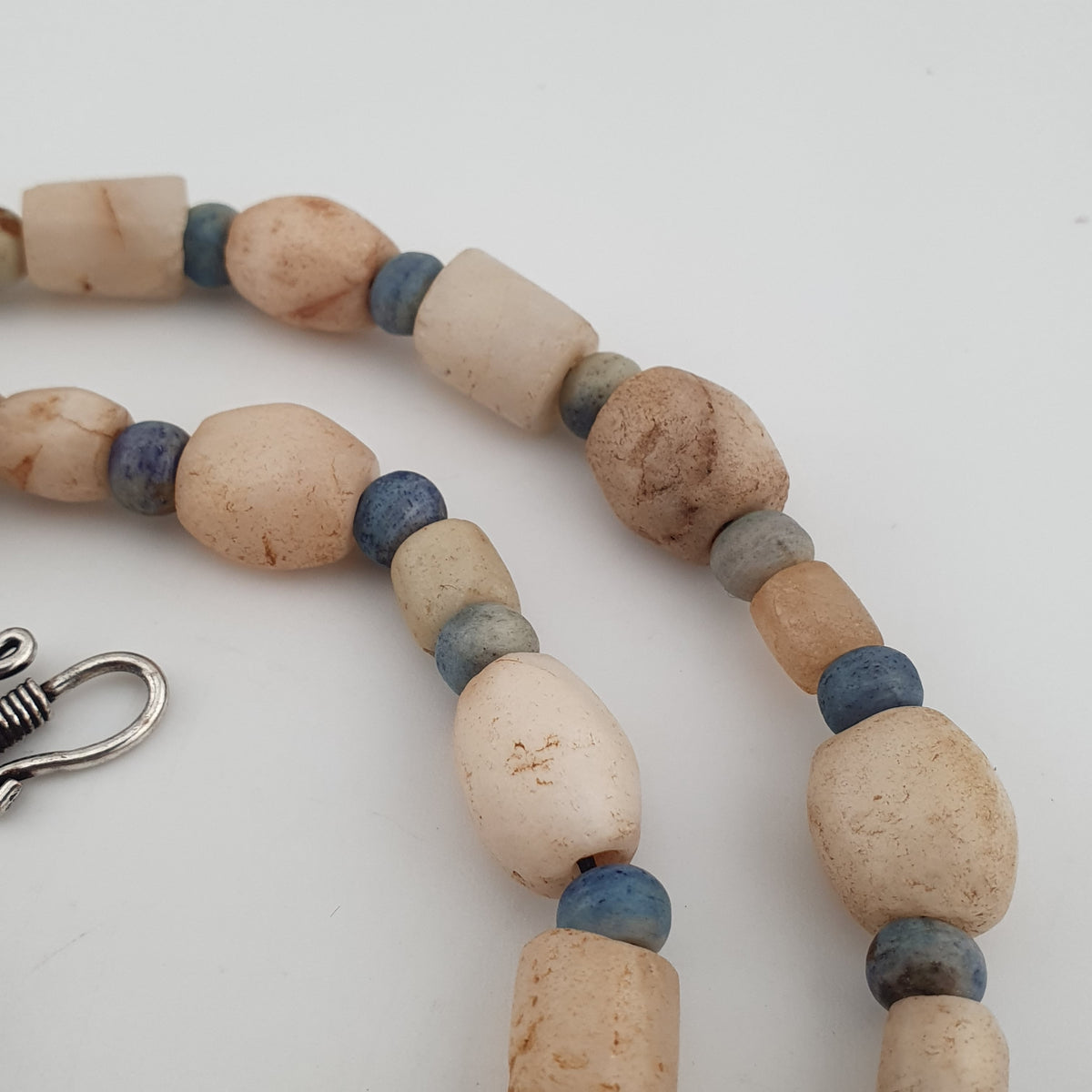 Antique Yemeni White Agate Carnelian Pendant Necklace Vintage Ethnic Jewelry