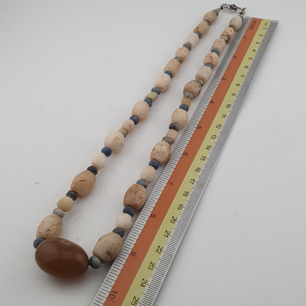 Antique Yemeni White Agate Carnelian Pendant Necklace Vintage Ethnic Jewelry