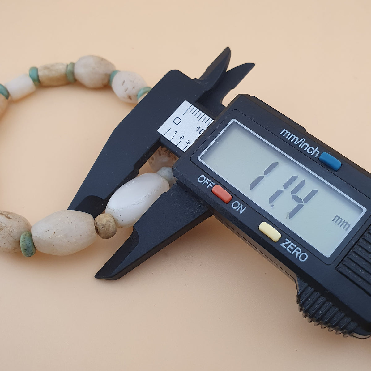 Antique White Yemeni Agate & Amazonite Stone Beads Bracelet  Vintage Gemstone Jewelry