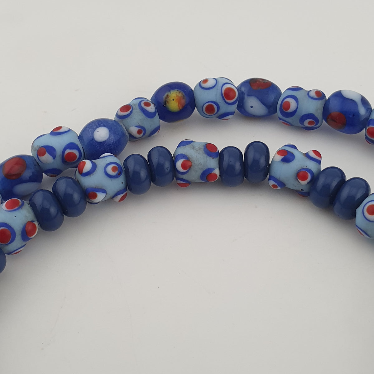 Vintage Venetian Style Skunk Eyes & Millefiori Glass Beads Necklace