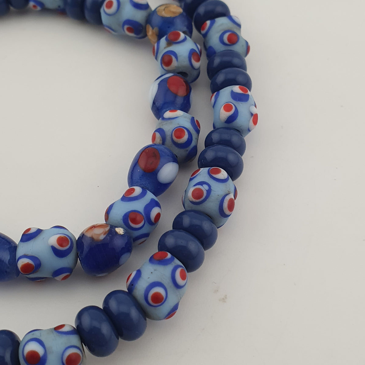 Vintage Venetian Style Skunk Eyes & Millefiori Glass Beads Necklace