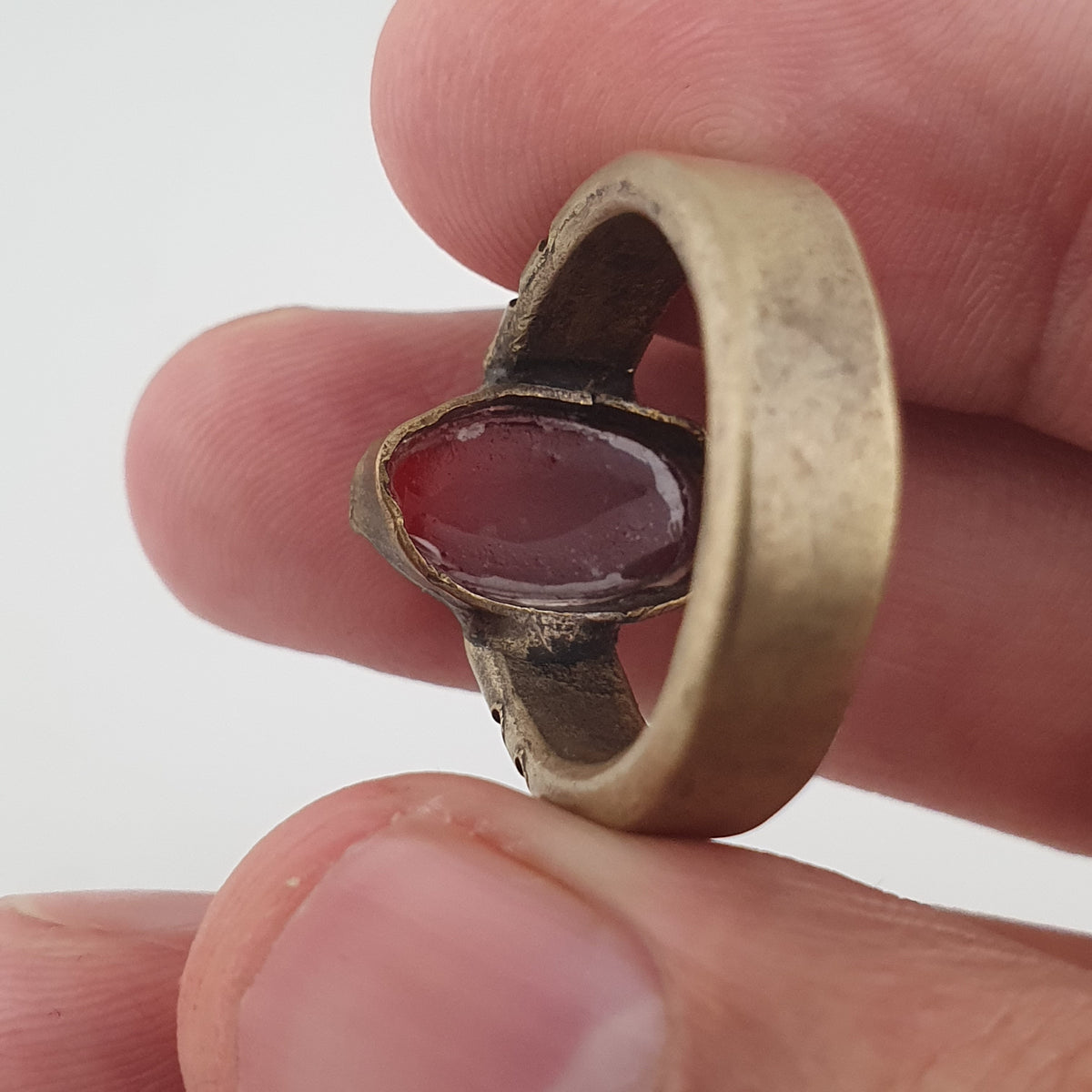Antique Agate & Brass Ring Handmade Natural Stone Statement Jewelry