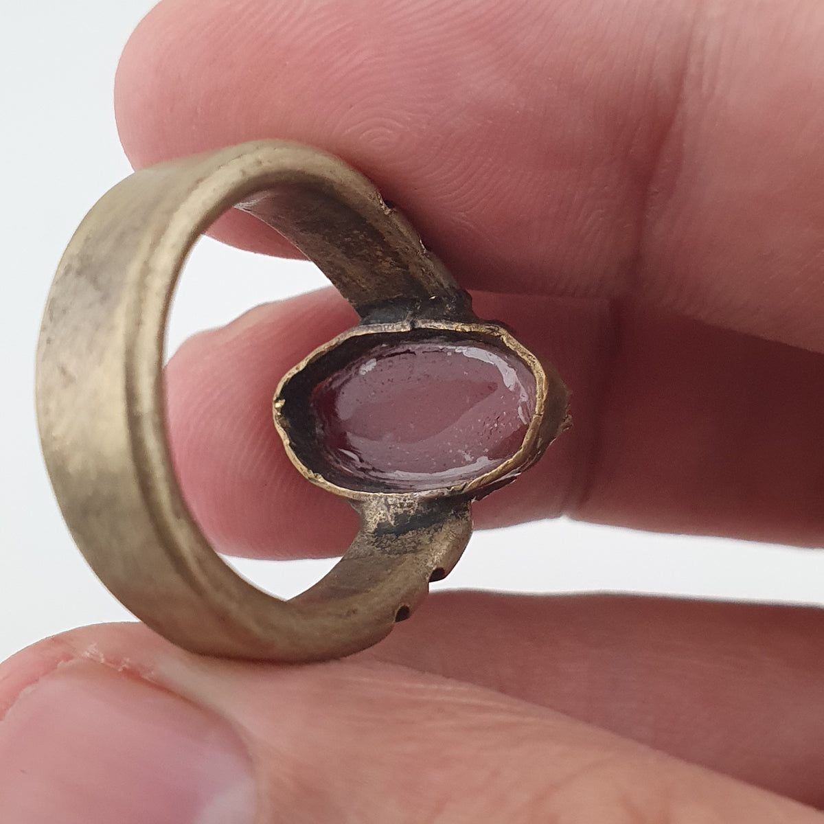 Antique Agate & Brass Ring Handmade Natural Stone Statement Jewelry