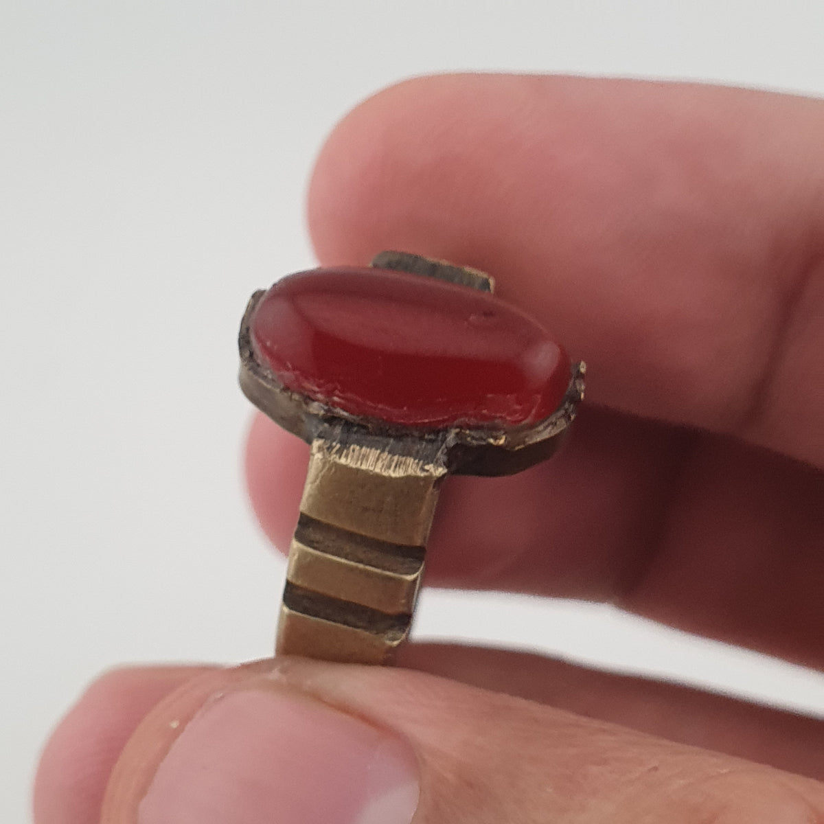 Antique Agate & Brass Ring Handmade Natural Stone Statement Jewelry