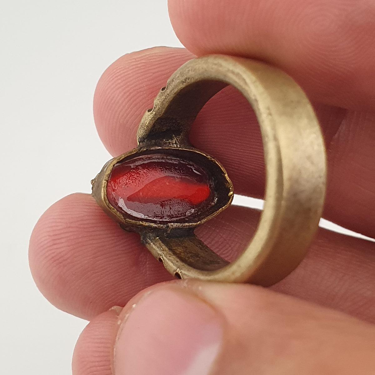 Antique Agate & Brass Ring Handmade Natural Stone Statement Jewelry