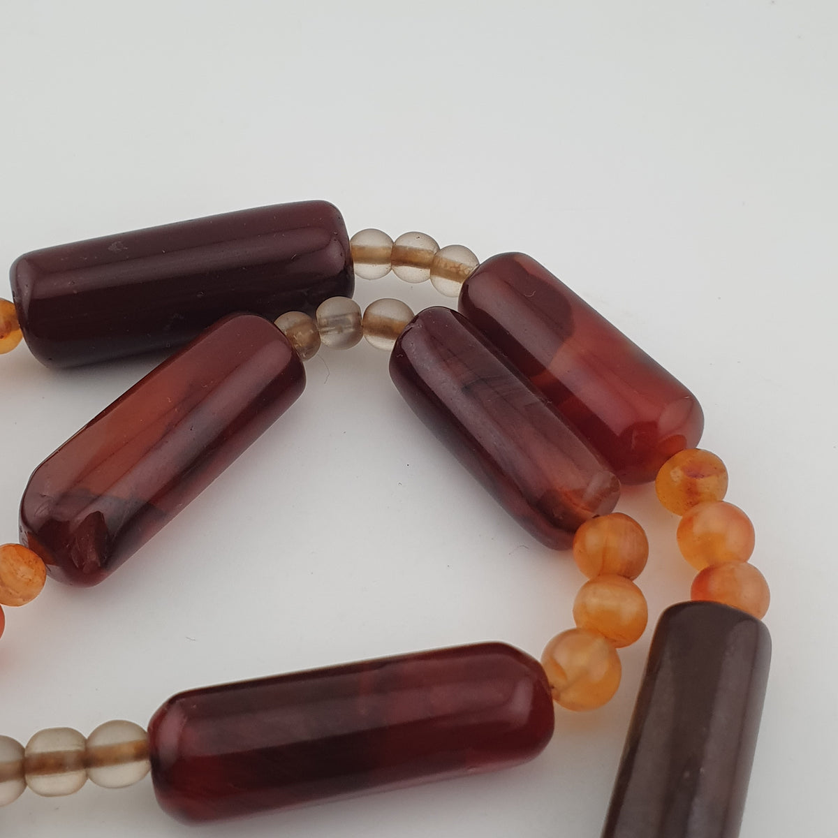 Vintage African Cylinder Shape Carnelian Agate With Natural Himalayan Eye Agate Pendant Necklace