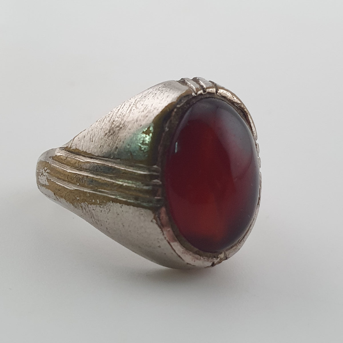 Antique Brass Eye Hidden Eye Agate Ring Handmade Natural Stone Statement Jewelry