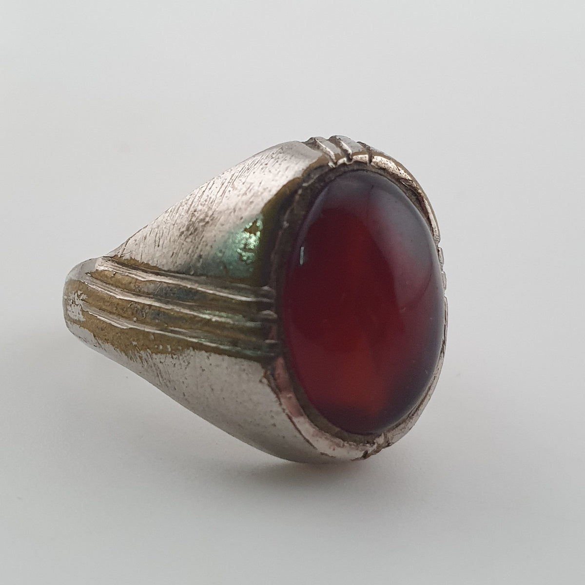 Antique Brass Eye Hidden Eye Agate Ring Handmade Natural Stone Statement Jewelry