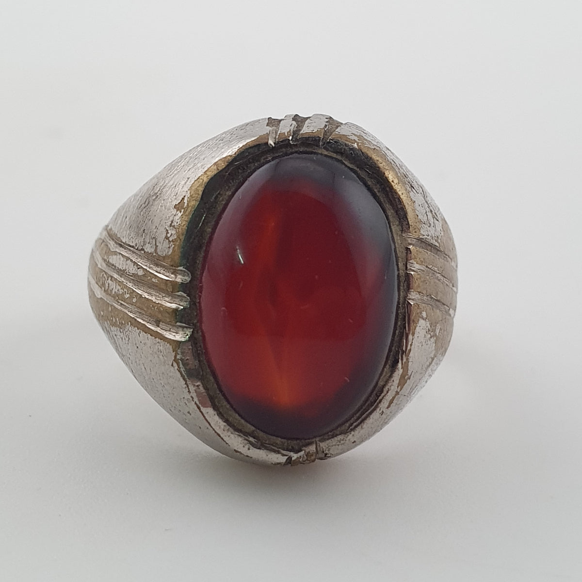 Antique Brass Eye Hidden Eye Agate Ring Handmade Natural Stone Statement Jewelry