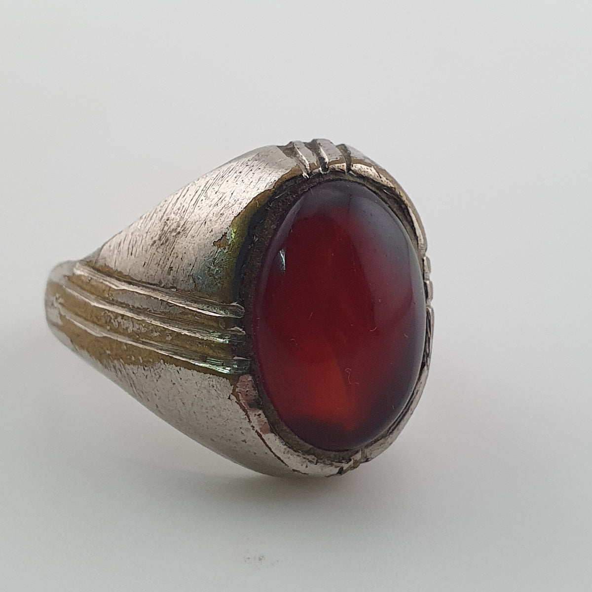 Antique Brass Eye Hidden Eye Agate Ring Handmade Natural Stone Statement Jewelry