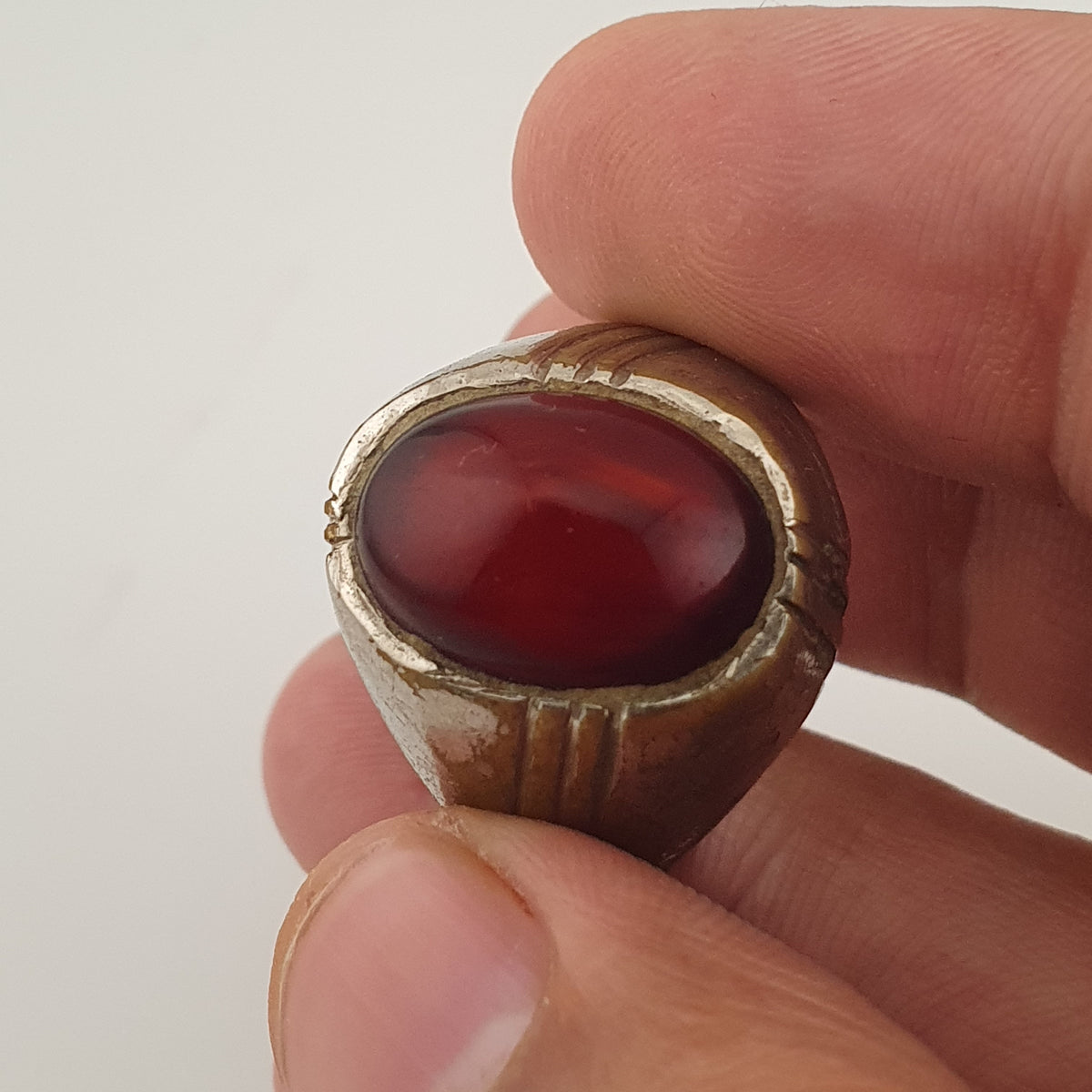 Antique Brass Eye Hidden Eye Agate Ring Handmade Natural Stone Statement Jewelry