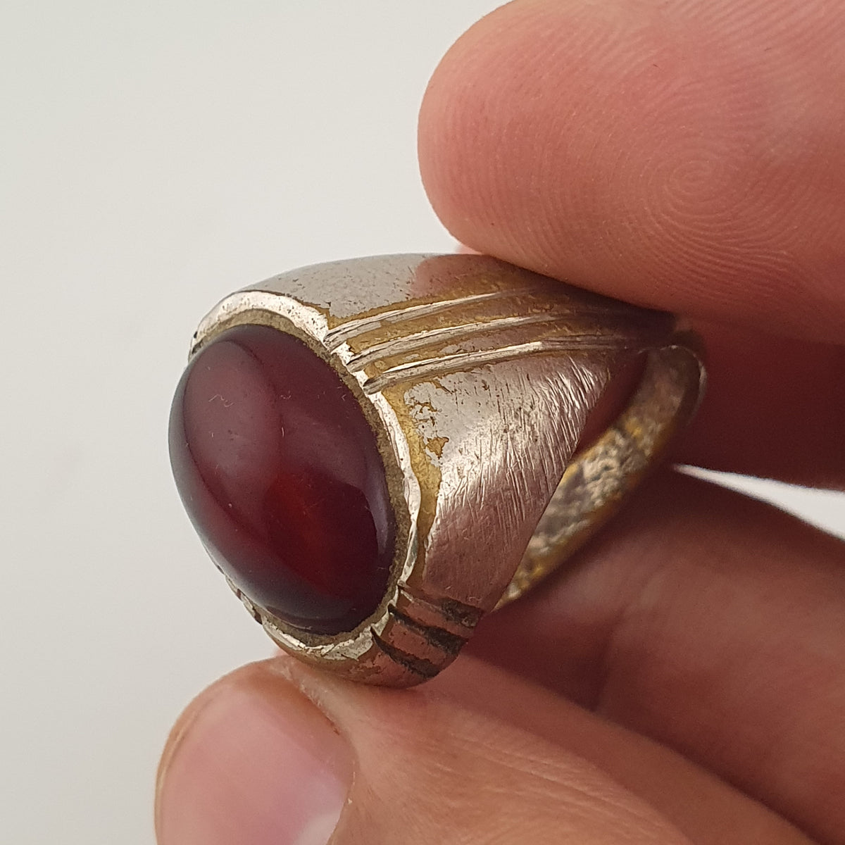 Antique Brass Eye Hidden Eye Agate Ring Handmade Natural Stone Statement Jewelry