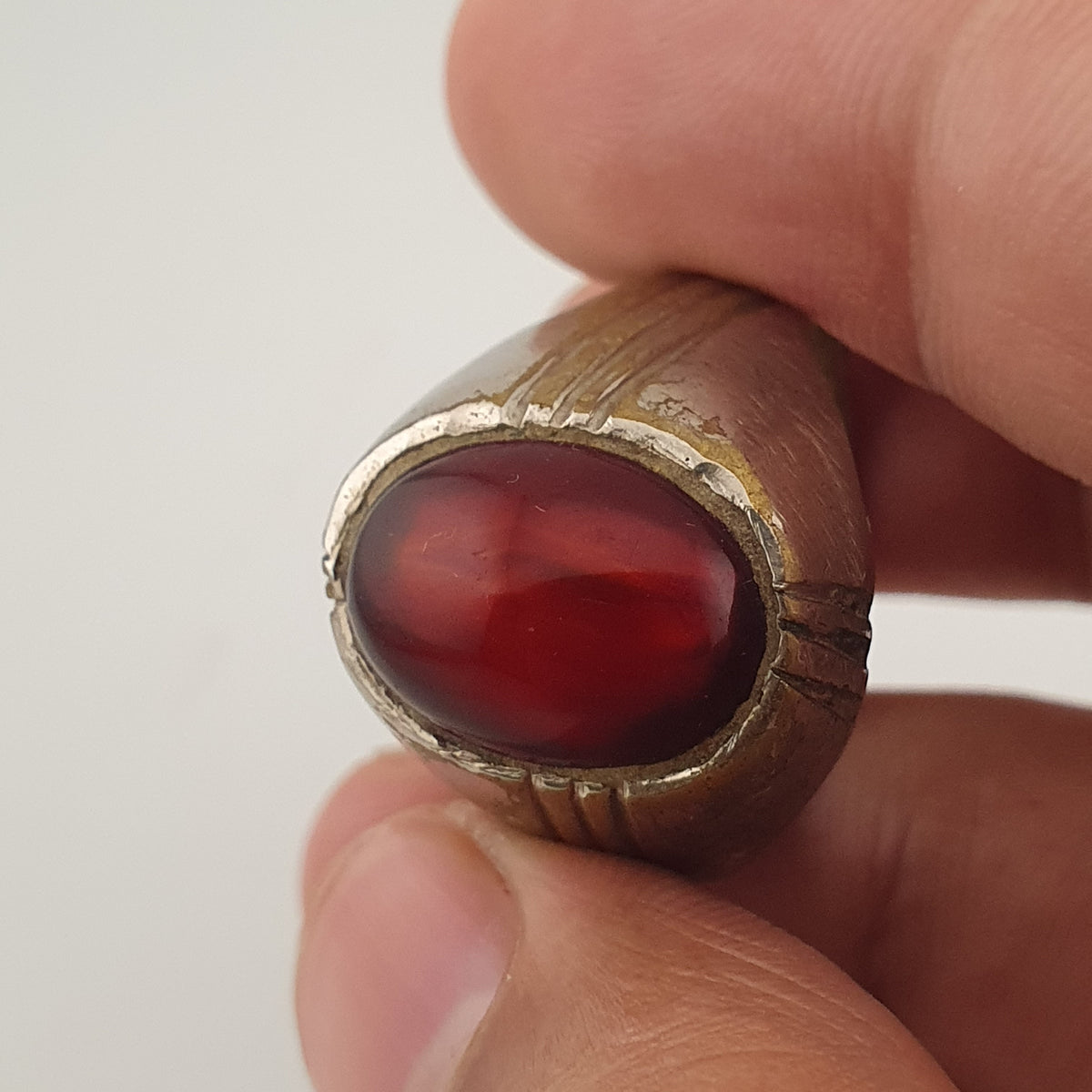 Antique Brass Eye Hidden Eye Agate Ring Handmade Natural Stone Statement Jewelry