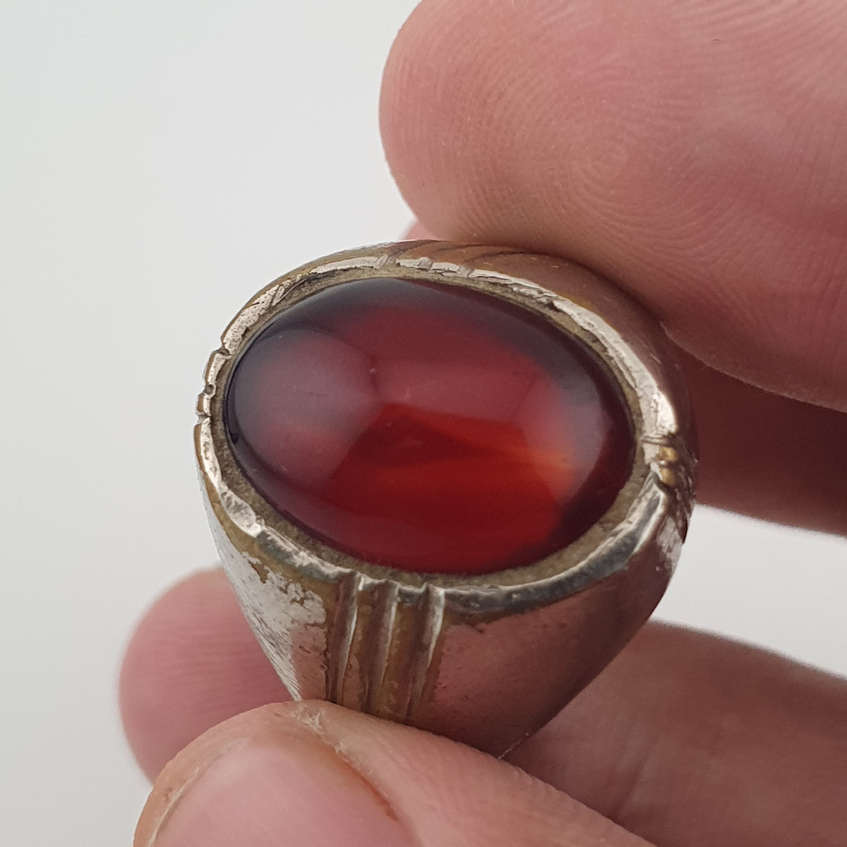 Antique Brass Eye Hidden Eye Agate Ring Handmade Natural Stone Statement Jewelry