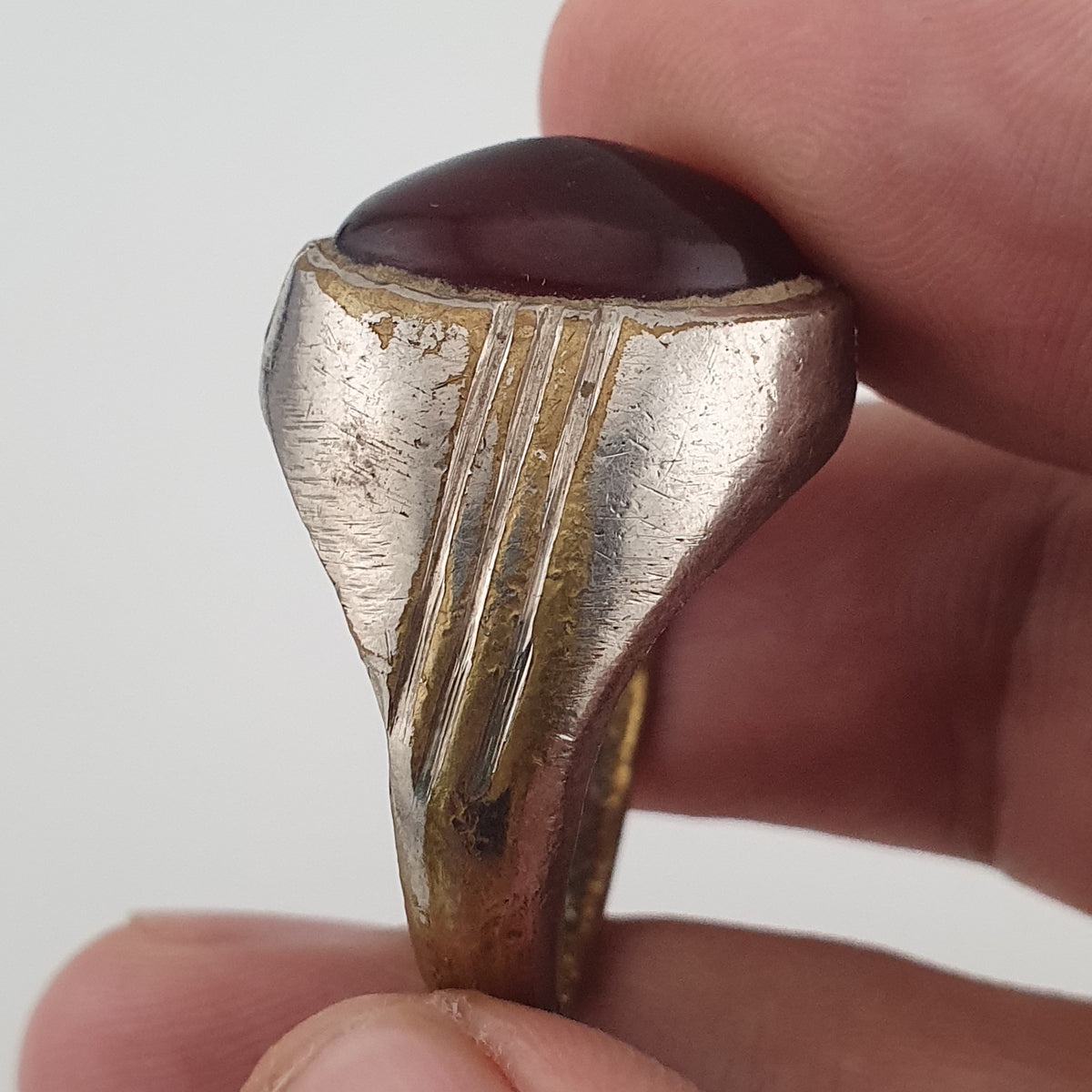 Antique Brass Eye Hidden Eye Agate Ring Handmade Natural Stone Statement Jewelry