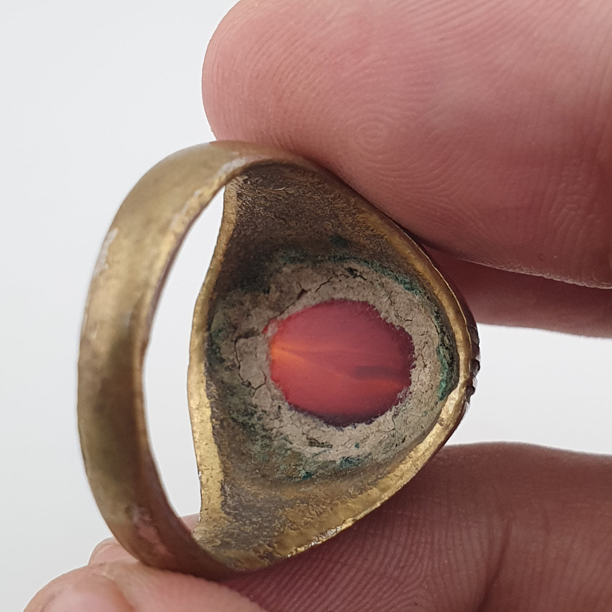 Antique Brass Eye Hidden Eye Agate Ring Handmade Natural Stone Statement Jewelry