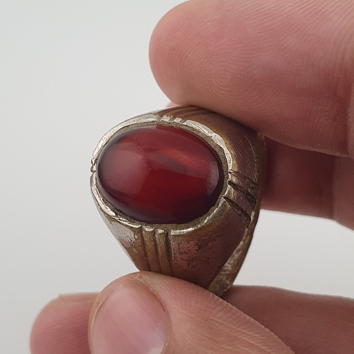 Antique Brass Eye Hidden Eye Agate Ring Handmade Natural Stone Statement Jewelry